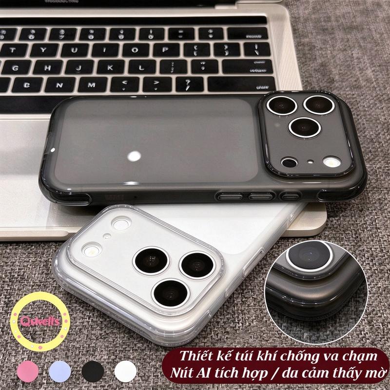 Ốp Lưng Cho IPhone 15 17 14 16 12 18 Pro 16 12 15 17 13 11 14 Pro Max Air 16 14 15 Plus Chống Sốc Túi Khí Cửa Sổ Lớn Màu Đơn Mờ Bán Trong Suốt Phong Cách Ins Đơn Giản