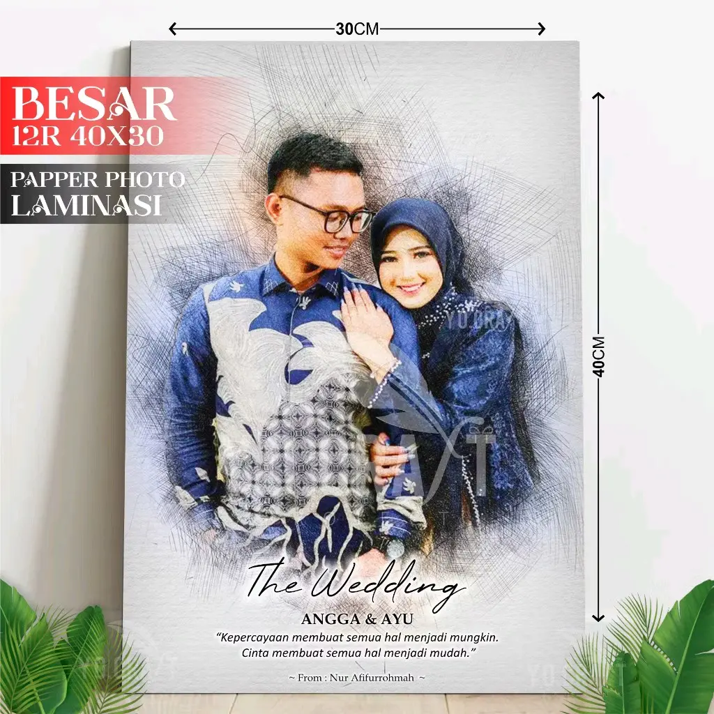 Kado Foto Sketsa Custom + Free BINGKAI mdf 40x30 - Hiasan dinding Cocok untuk kado pernikahan, kado wisuda, kado ulang tahun, kado hari Guru, kado valentine, kado buat pacar cewek, frame foto besar, kado lukisan wajah, mdf 40x30, hadiah , kado temen