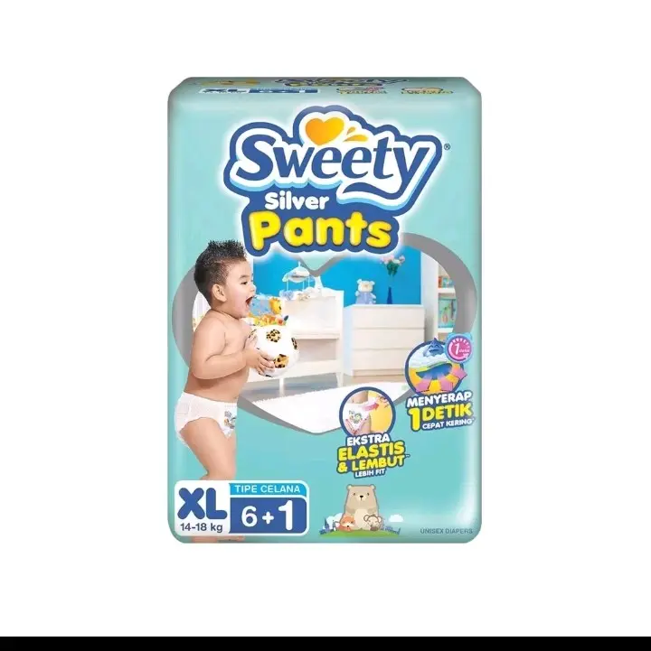 SWEETY SILVER PANTS S9+1, M8+1, L7+1, XL6+1, XXL6+1 Popok Bayi 4
