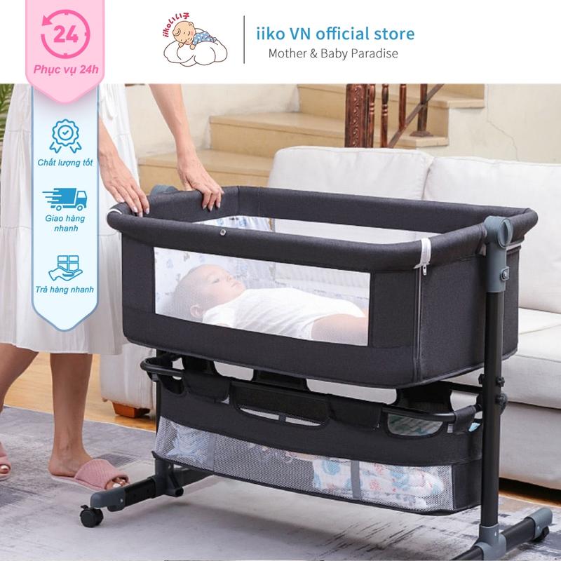 Nôi Cho Trẻ Sơ Sinh Cũi Cho Bé Cạnh Giường Bố Mẹ Giường Trẻ Em Có Tặng Nệm Màn Ngăn Để Đồ Đảm Bảo Giấc Ngủ Ngon Cho Trẻ