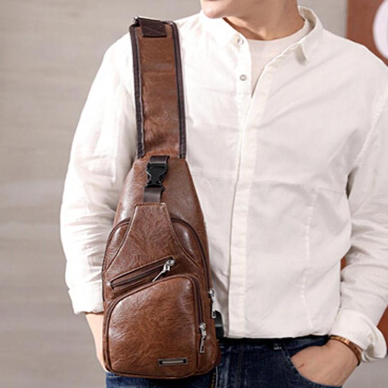 Product Introduction of Men's USB Charging Bag Men's Chest Bag for Custom PU PVC Shoulder Bag Diagonal Package Messenger Travel Bag Cross Body Bags 19