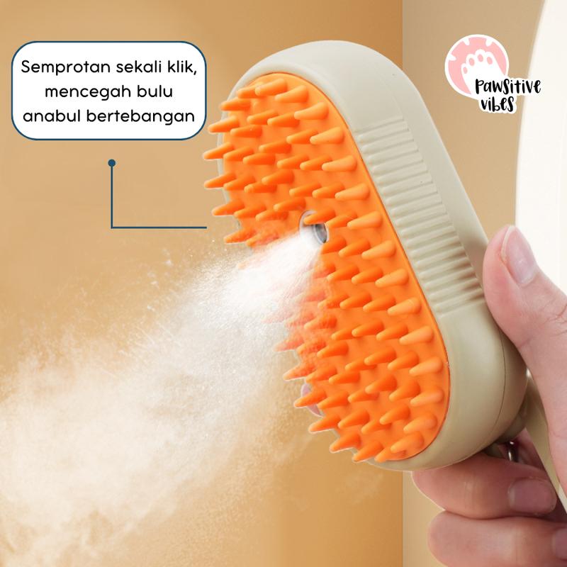 Sisir Uap Kucing 3 in 1 - Pet Grooming Brush Spray - Steams Brush Kucing - Sisir Sikat Uap Untuk Bulu Rontok Kucing Anjing 8