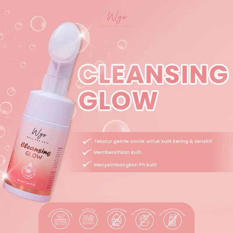 CLEANSING GLOW (facial wash cleanser) | WYS WELL YOU SKIN Ceramide Membersihkan Niacinamide Muka Berminyak Extract 1