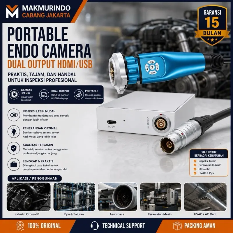 Endoscope Portable Endo Camera Full HD 1080P Dual Output HDMI USB LED Light Source 10W + Box Case
