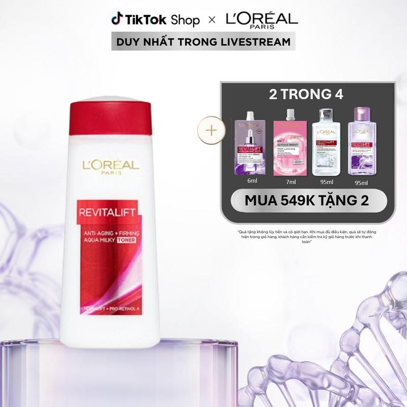 Nước hoa hồng săn chắc da & giảm nếp nhăn L'Oreal Paris Revitalift Aqua Milky 200ml