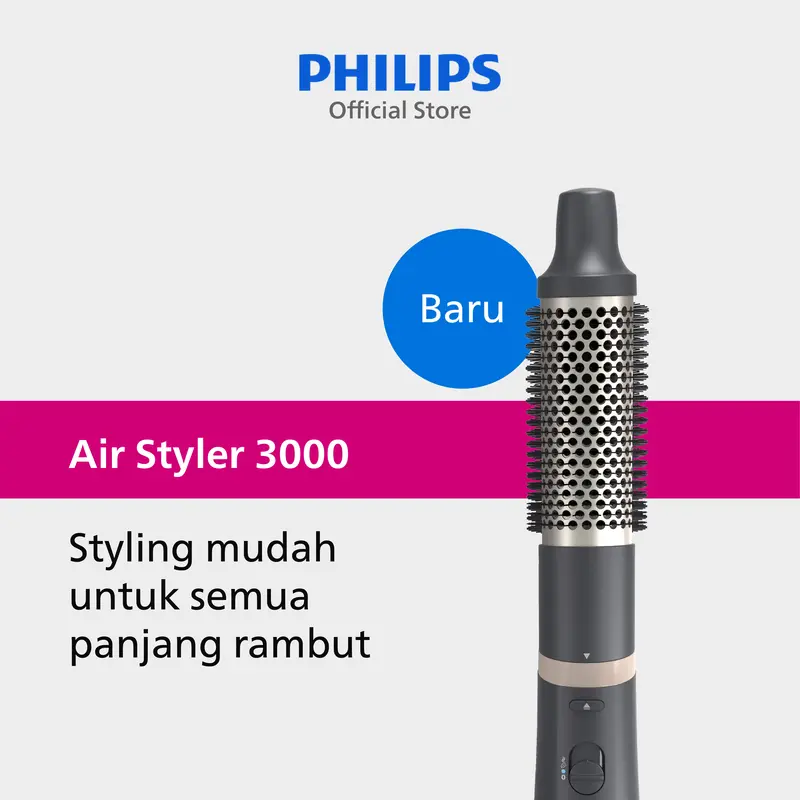 Philips | Airstyler 3000 | Catokan Curly | Styling Mudah 5 Menit Rambut Indah Terlindungi | 3 Aksesoris | BHA301/00 0