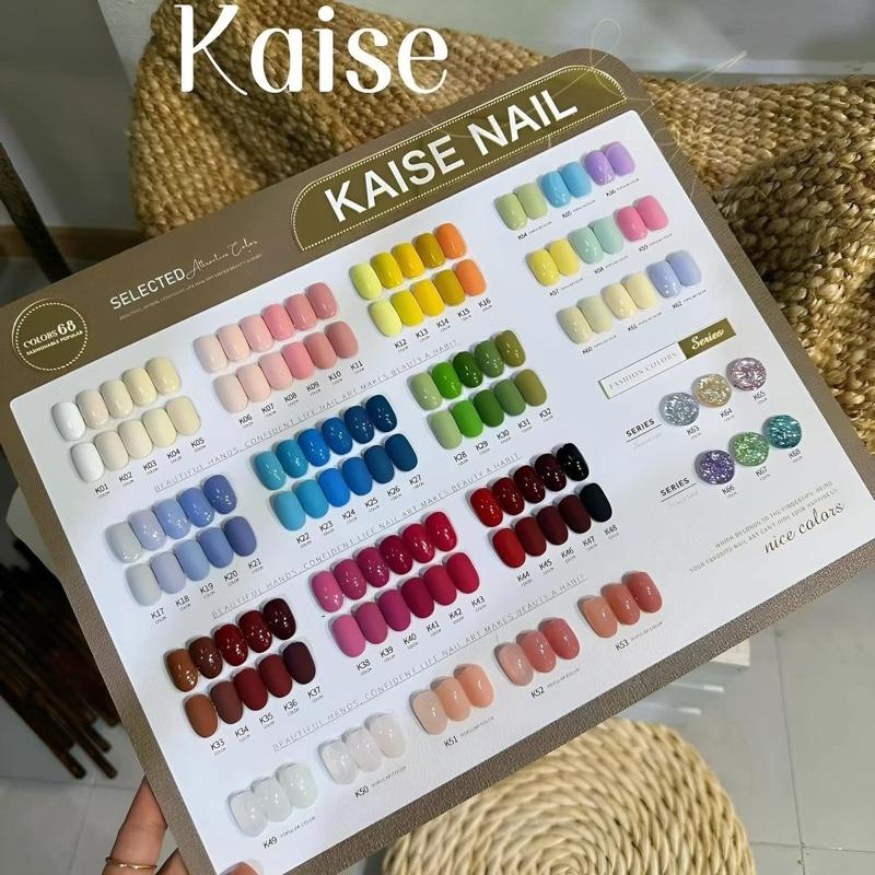Kaise 68 bảng 1 có thạch + nhũ Kaise Sét sơn gel 68 màu Cao cấp Đủ tông Tặng bảng Base top hãng