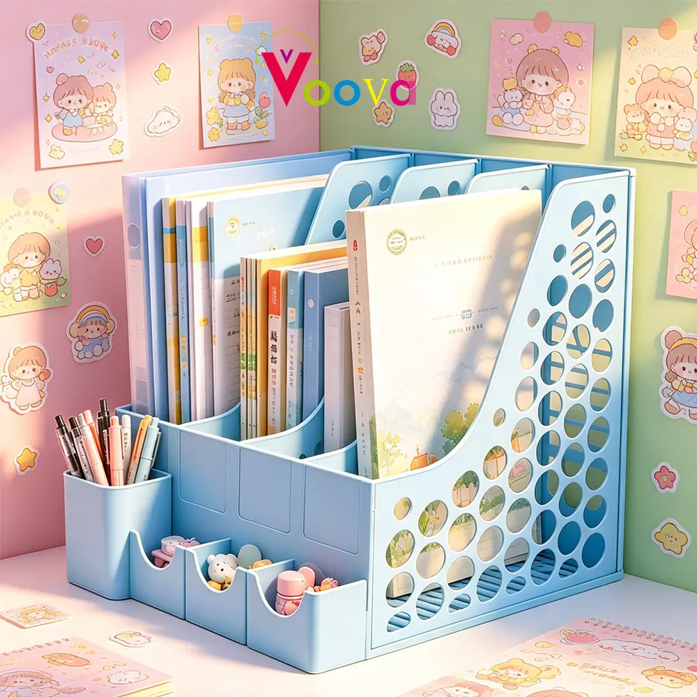 [COD] File Organizer/ File Box 4 Sekat/ File Storage 4 Sekat Tebal Warna Pastel