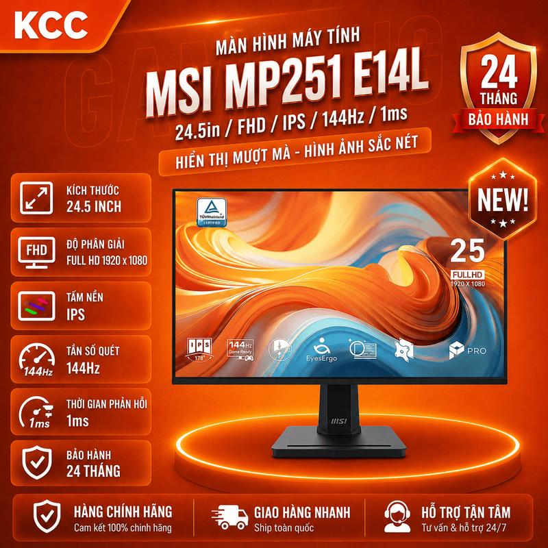 Màn hình máy tính MSI MP251 E14L (24.5in / FHD / IPS / 144Hz / 1ms)
