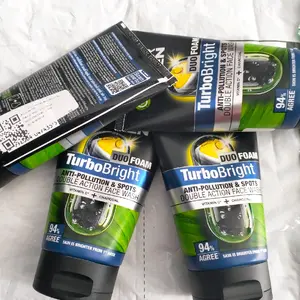 Men TurboBright Duo Foam 94% Double Action Face Wash 100ml - TURBO BRIGHT BARU