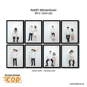 PAKET 8PCS 15X20 (6R) CETAK FOTO DENGAN BINGKAI MDF Dinding