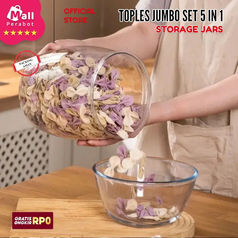Mall Perabot | Toples Akrilik Jumbo Kedap Udara | Toples Gentong Set 5 in 1 | Stoples Jars Penyimpanan Makanan / Snack / Kue 4