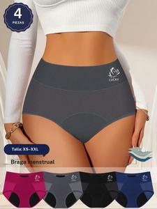 Paquete de 4 piezas de ropa interior para mujer para días de menstruación, diseño a prueba de fugas y malla transpirable, bragas triangulares cómodas y de alta calidad con estampado para menstruación