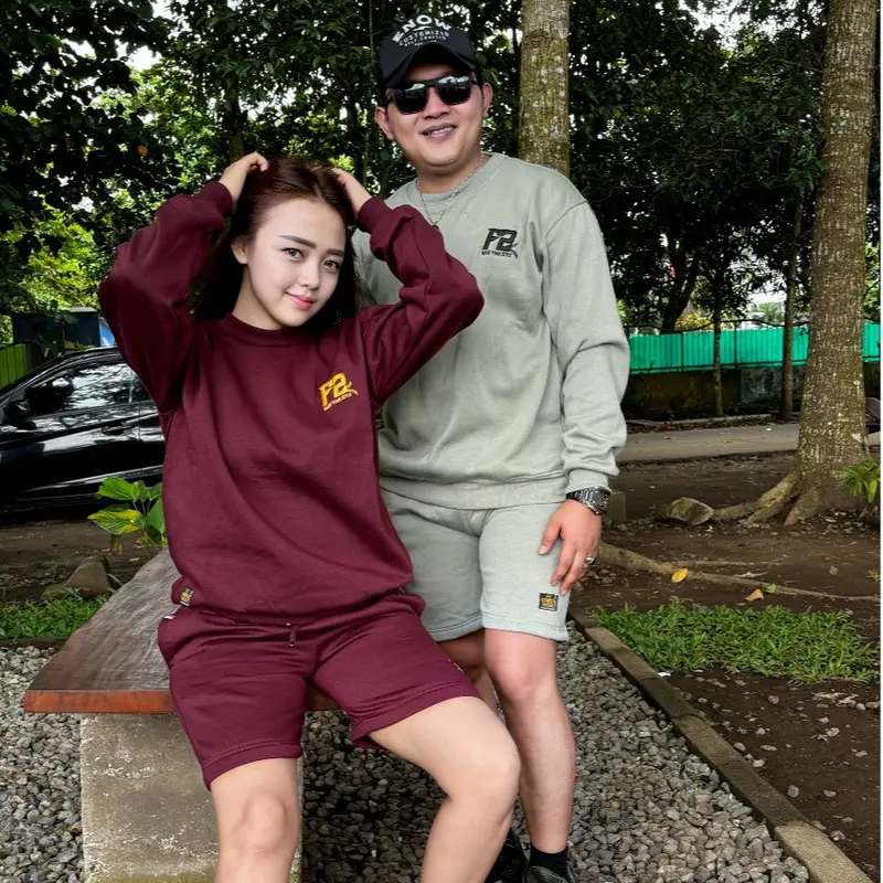 Satu Setelan Crewneck Pria dan Wanita Unisex Bahan Fleece Faneta Store  Tebal 0