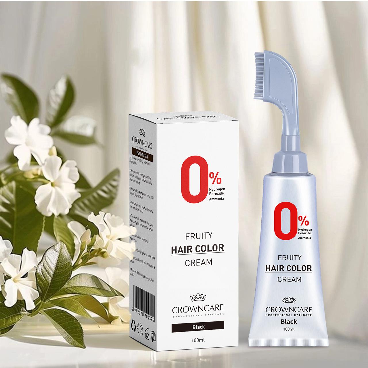 [PROMO SPESIAL]CrownCare Bundle Hair Coloring Cream Full Size + Refill Penghitam Rambut Uban Fruit-scented Krim Pewarna Rambut Wangi Membantu menghitamkan uban, menghitamkan rambut Dengan Sisir Cat Dye Ammonia free