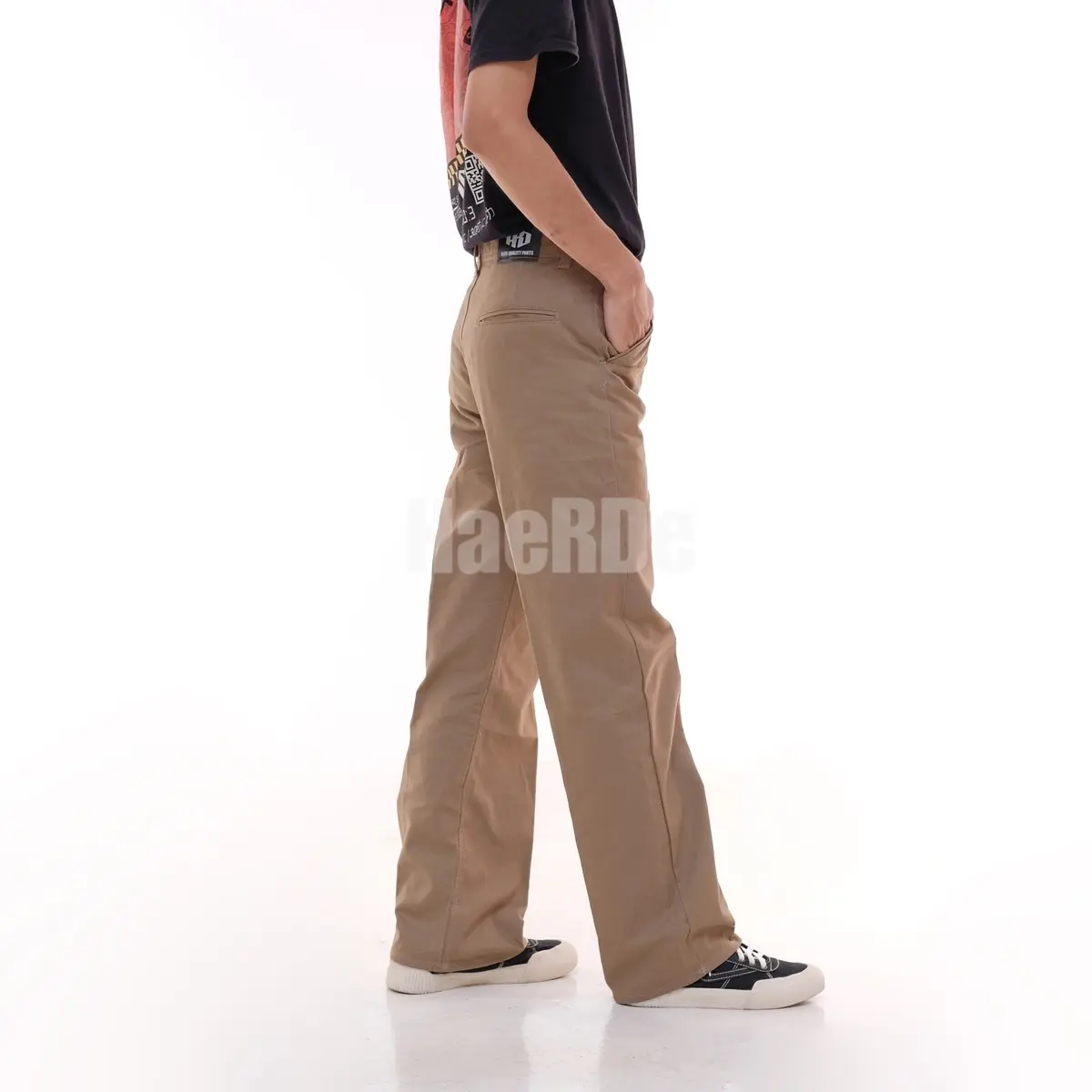 HaeRDe - Celana Chino Standar Reguler Pria Straight Fit Panjang Pria Celana Gombrong Celana Panjang Chinos Cinos Standar Reguler Loose Straight Baggy Kombor Gober Komprang Bahan Katun Model Polos Size 27-38
