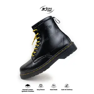 Mr.Jonsrawk Original Sepatu Formal Boots 8 Hole Pria Wanita Hitam
