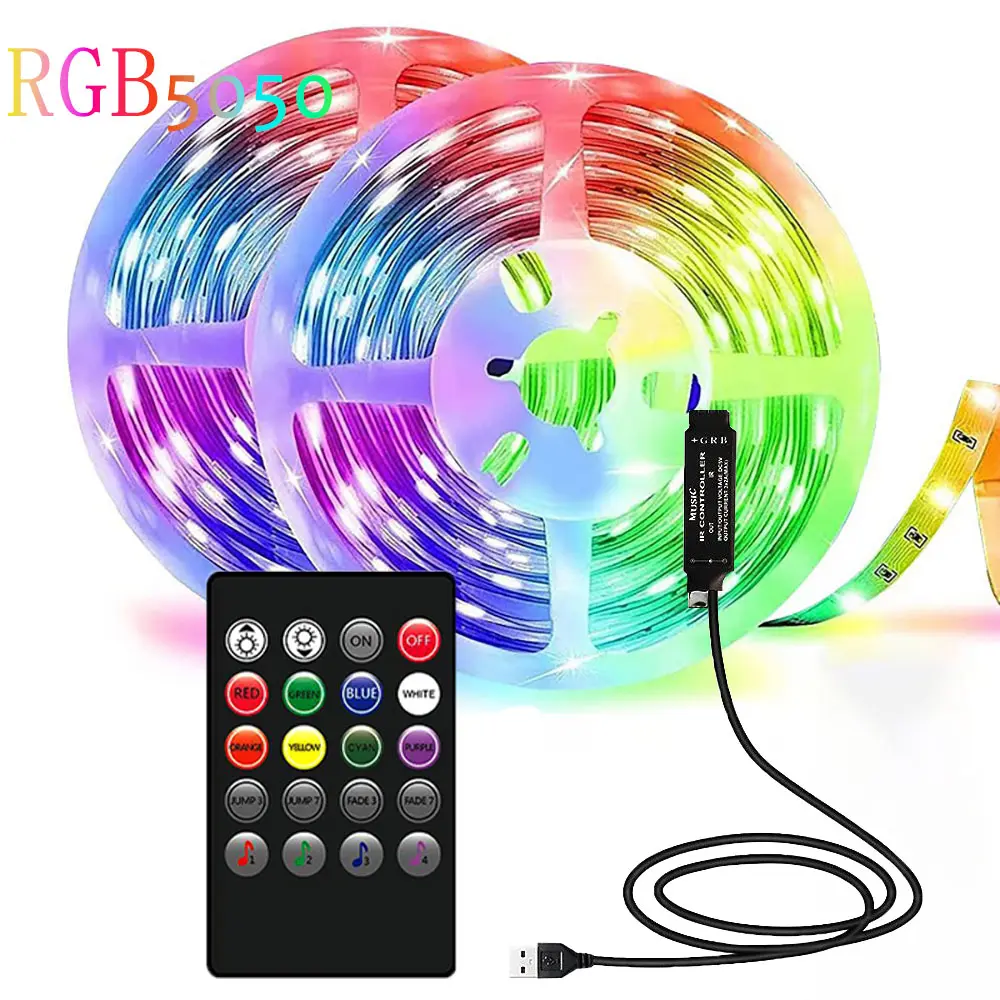 LED Strip Light With 5V RGB Light Strip 20 Key Remote Control 1M/ 30 Lamp Suitable For TV Background and Atmosphere Lighting