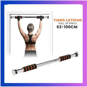 Tiang Latihan Pull Up Pintu Pattern Grip 62-100cm Model 1604 untuk Latihan Fitness di Rumah dengan Berat Beban Maksimal 100kg dan Material Stainless Steel - Alat Fitness Otot Tangan