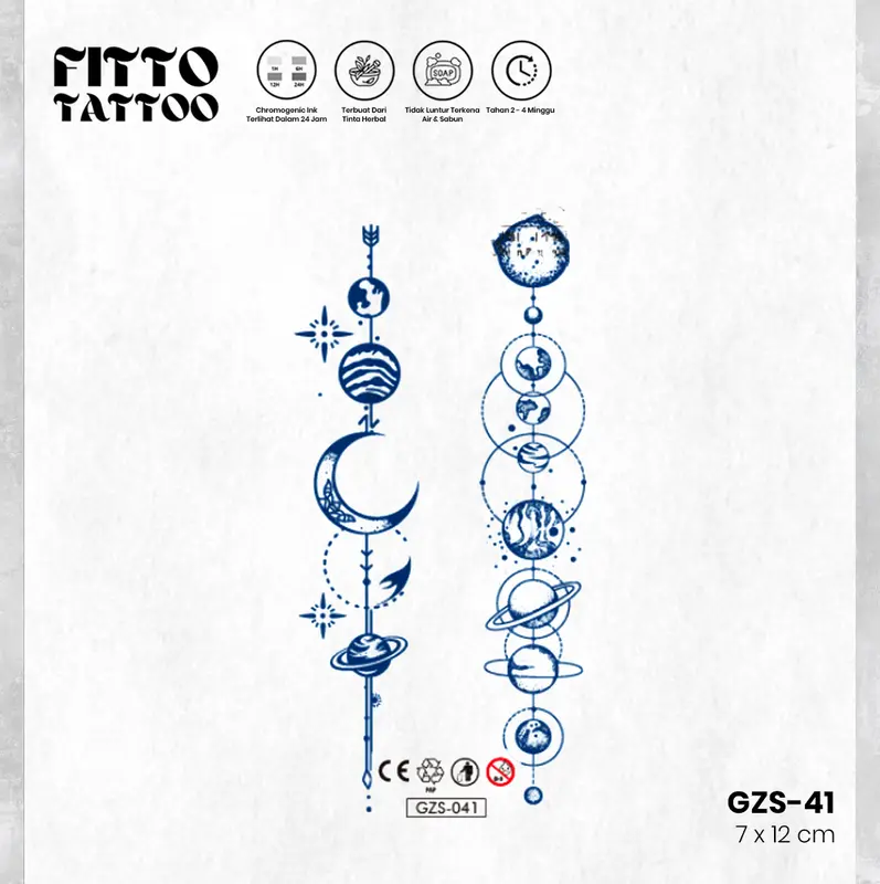 tato temporer premium tatto kecil semi permanen tattoo fruit ink aesthetic planet Temporary 3