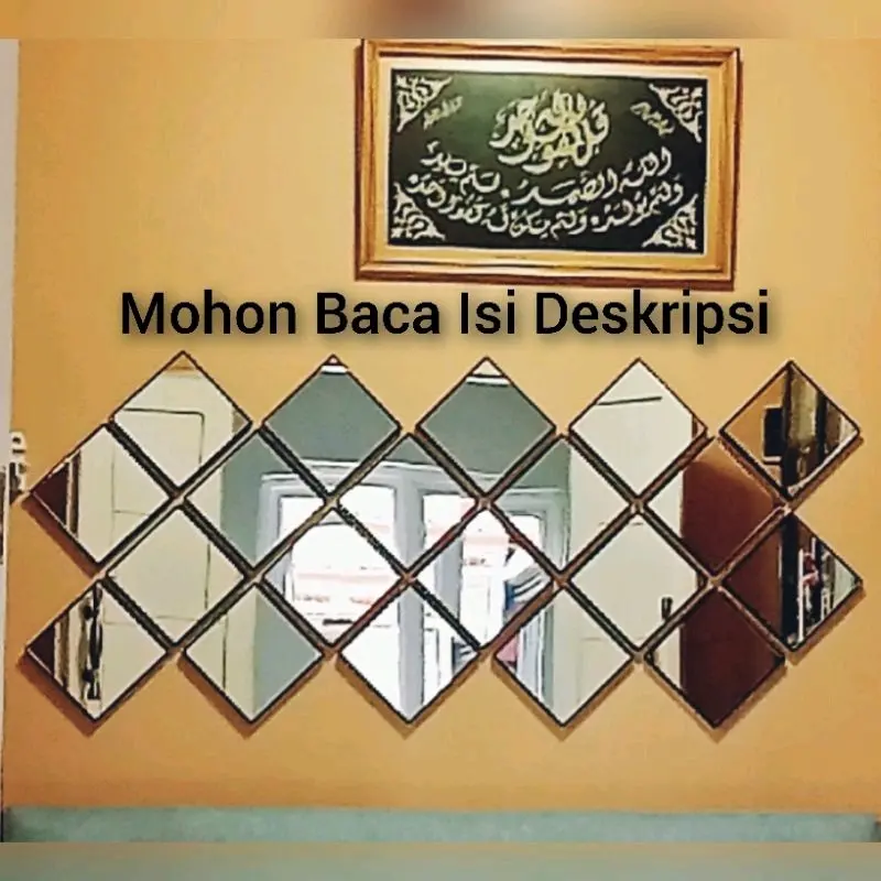 kaca cermin kotak/persegi ukuran 21x21cm minimalis min order 5pcs Dinding