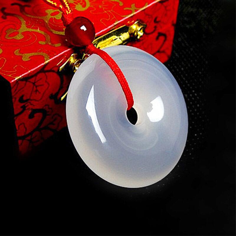 Product Introduction of Warm male big white pendant men and women couple pendant Necklace safety buckle lucky pendant ( Free Rope ) 8