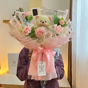 Buket Bunga dan Boneka ReRe Gallery 40x30cm untuk Hadiah ulang tahun, Kado Ultah, kado aniv, kado valentine, hadiah wisuda