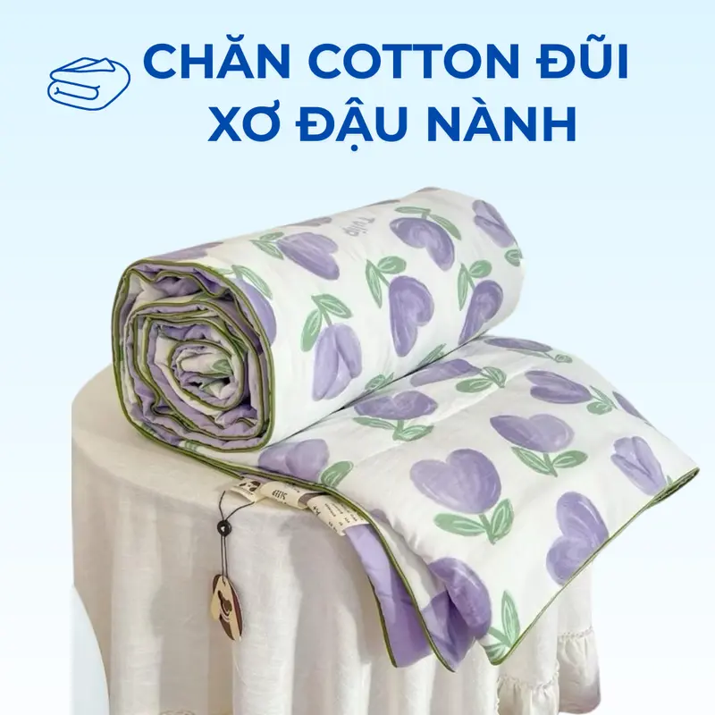 Chăn Hè Cotton Đũi Xơ Đậu Nành, Mền Bông Mềm Mại Thoáng Mát 0