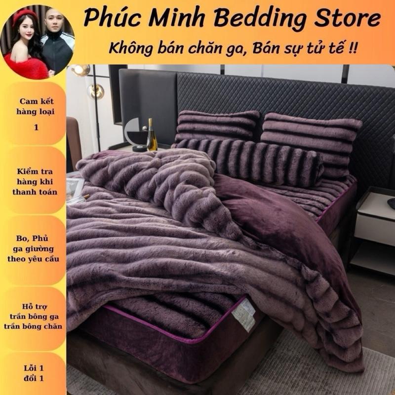 Bộ Nỉ Lông Cáo Fendy Cao Cấp Nhập Khẩu 5 Chi Tiết 2 vỏ gối nằm + 1 vỏ gối ôm + 1 grap + 1 Chăn Mềm