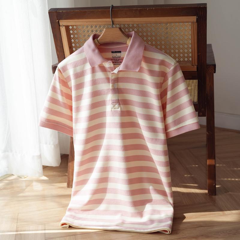 Áo Thun Nam Cao Cấp POLO PIKAL cotton dệt gân nhỏ Cổ Bẻ MANDINNI Menswear Có Cổ