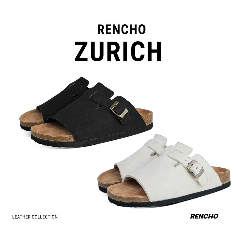 RENCHO ZURICH PREMIUM dép da nam nữ hở mũi LÓT DA BÒ NGUYÊN TẤM đế trấu định hình lòng bàn chân cao 3cm