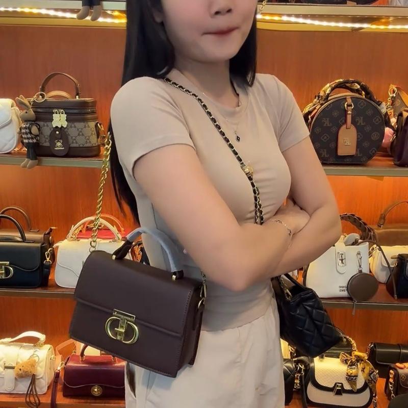  túi xách nữ đeo vai đeo chéo cực xinh "khóa T QC L1" túi 3 ngăn size 20 cm bag da.  Mã 20  