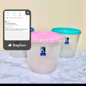 [6 pcs] Toples Plastik 5 Liter Pinguin Wadah Makanan Serbaguna Tebal BPA Free Kerupuk Peyek Cemilan