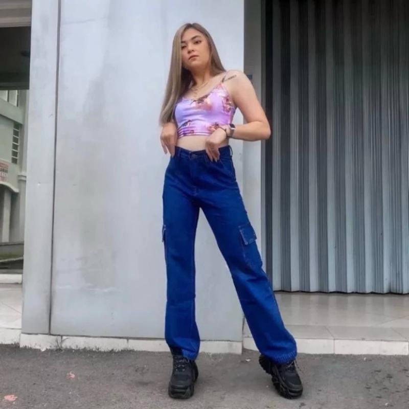 Product Introduction of HIGHWAIST CARGO JEANS WANITA VIRAL JEANS WARNA Celana Panjang 7