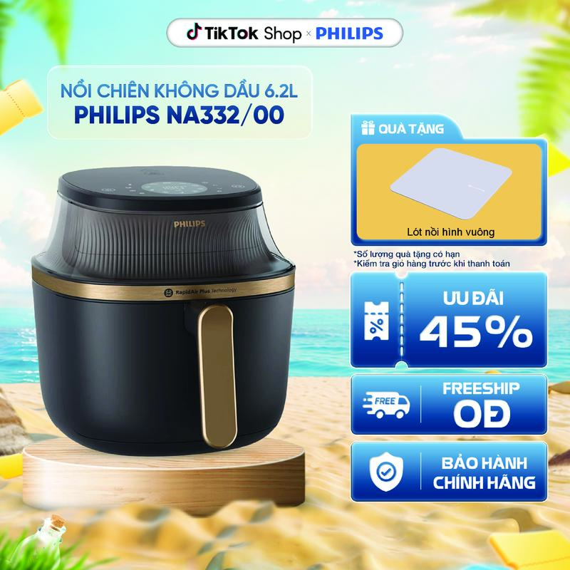 Nồi chiên không dầu Philips NA332/00 6.2 lít - Công suất 1700W - Cửa sổ kính