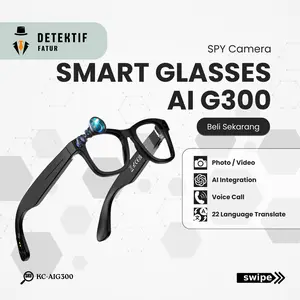 DETEKTIFFATUR G300 Smart Glasses Kamera 8MP Full HD 1080P Video Recording Bluetooth AI Translation Voice Call Multifungsi