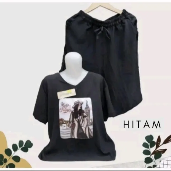 ZN PAHE 100 RIBU 3 ONESET KATUN PENDEK SABLON TERLARIS / Setelan dewasa / One Set Wanita Kekinian Nyaman Santai baju  wanita outfit hana korean style 7