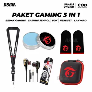 PAKET GAMING 5 IN 1 BEDAK GAMING / SARUNG JEMPOL LENGKAP AKSESORIS UNTUK MAIN GAME FREE FIRE PUBG