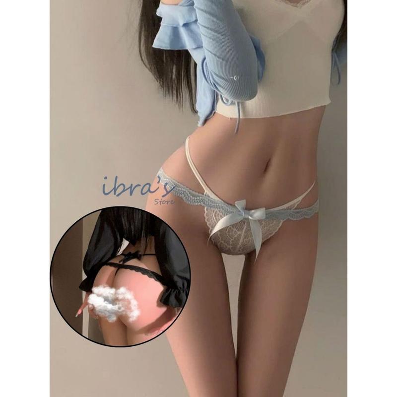 Quần Lót Nữ Lọt Khe Vải Ren Mỏng Sexy iBra's Store, Quần Lót Thiết Kế Đính Nơ Gợi Cảm i205
