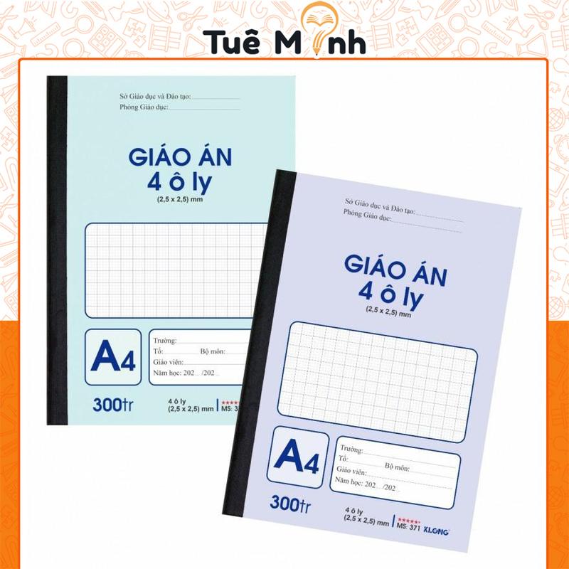 Sổ giáo án 4 ô ly klong may dán gáy A4 300 trang 70GSM Vở giáo án bài giảng MS 371