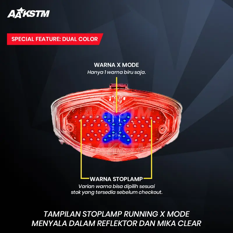 Lampu Rem LED Vixion Old X Mode LED 8 10 Mode Running Lampu Belakang Variasi Modifikasi Motor 3