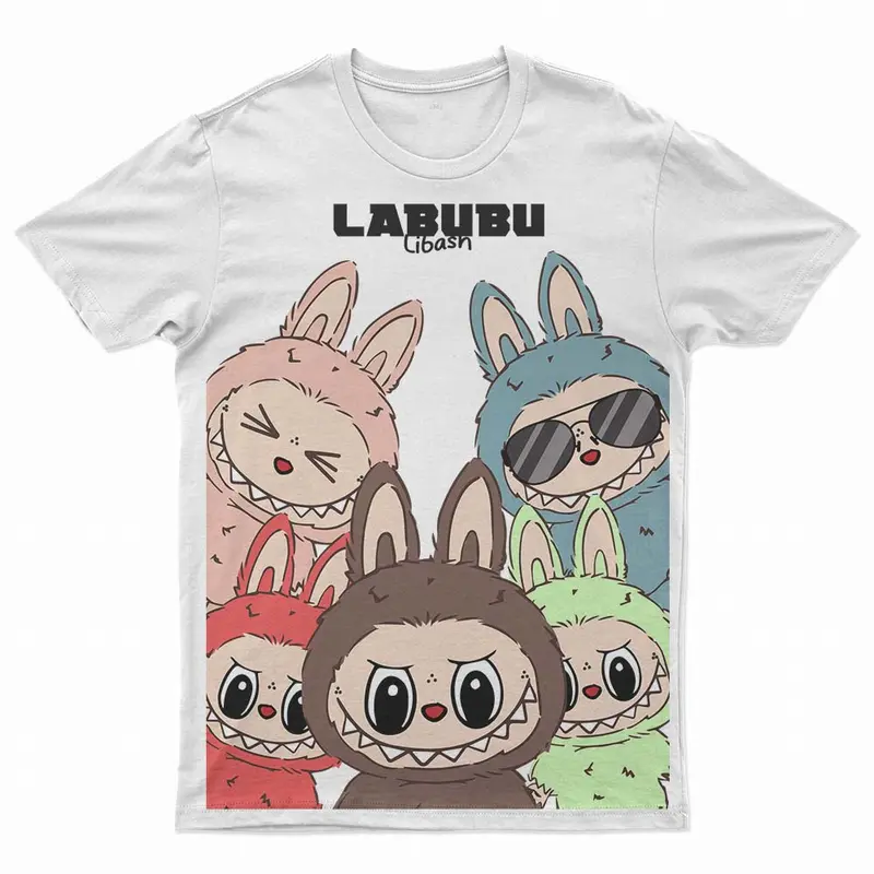 Libash Pakaian Anak Kaos Unisex Umur 3-8 Tahun Labubu Combed 30s Atasan Kids Fashion imut mustar kaos anak perempuan 6