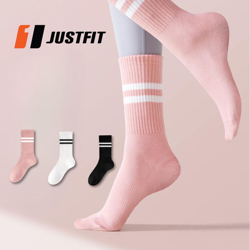  JUSTFIT Tất Yoga Gym Pilates Cổ Cao Chống Trơn Trượt Chất Liệu Cotton Thoáng Khí Sport Size 35-40 Màu Hồng Trắng Đen 