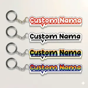 Gantungan Kunci Custom Name Suka-Suka Bahan Akrilik Premium Dengan Pilihan Warna Cerah & Desain Unik