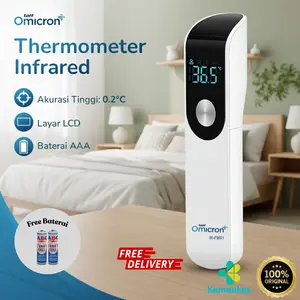 Free Baterai TaffOmicron Termometer Suhu Badan Digital Tanpa Kontak Thermogun Portable Infrared Dual Mode - IR-FM01