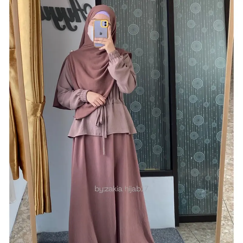 Set Gamis Remaja Zahra Cringkel Muslim Wanita Syari kombinasi 6