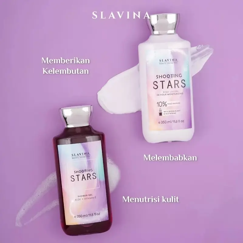SLAVINA Body Lotion /Body Wash 350ml Mencerahkan Tubuh Tangan Vanila Perawatan 7