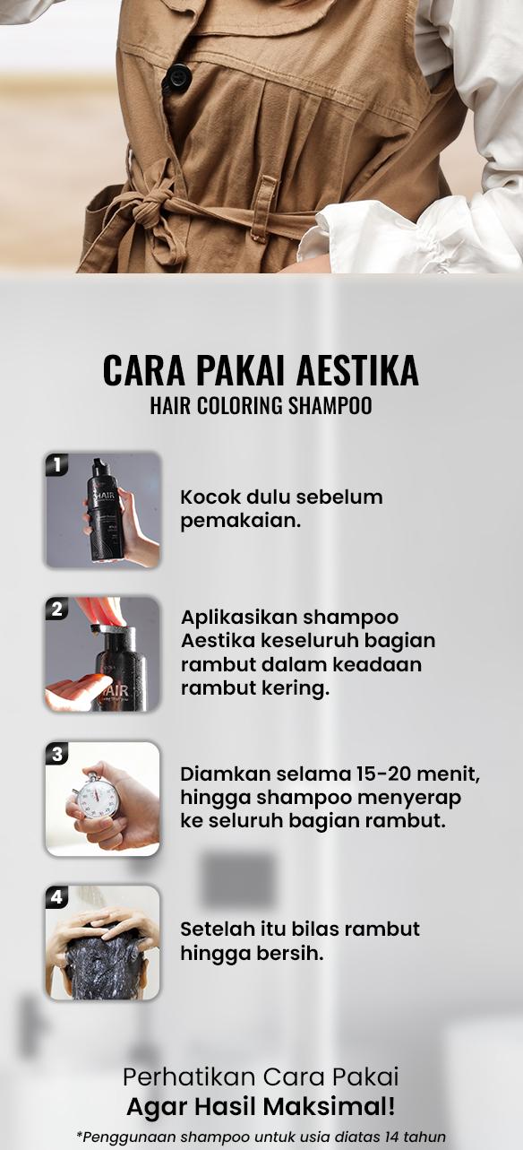 Product Introduction of [Promo Spesial] Aestika Dark Brown Hair Coloring Shampoo - Pewarna Rambut Beruban Kering Red Extract 3