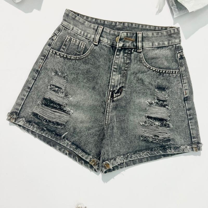 tết N017 S-3XL Quần Đùi Jean Nữ Short Jeans Rách Màu Xám Tiêu bigsize - Có Túi - Soóc Ngắn Mặc Ở Nhà Đi Chơi Mùa Hè Pants - Quần Đùi Bò Nữ Quần Nữ Cạp Cao Women Lưng Cao quần đùi tiêu xám quansooc girl phố quan ngan nu quanjeans hack dáng
