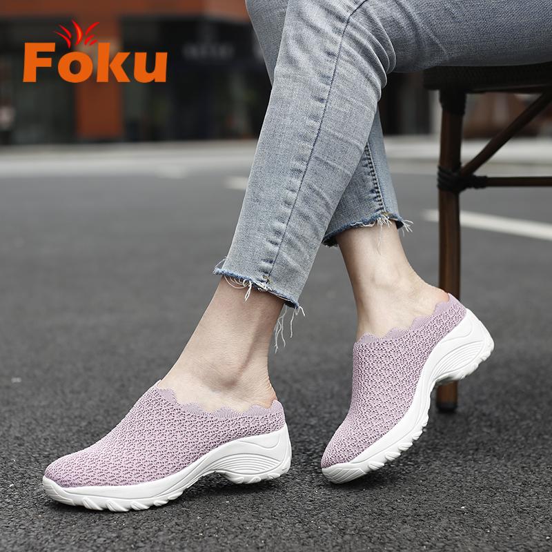 FOKU Sepatu Slop Santai Wanita Slip On Sneakers Korea Terbaru 7